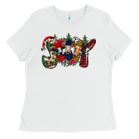 White joy Christmas cows Ladies Tee - CowhideDigitalArt