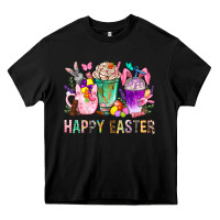 Black Happy Easter Coffee Cups With Bunny Heavy Core Tee - BundleAndBundleShop