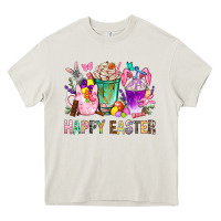 Cream Happy Easter Coffee Cups With Bunny Heavy Core Tee - BundleAndBundleShop