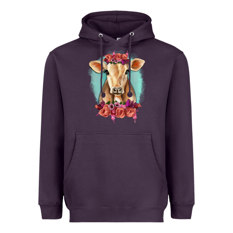 Floral Cow Heavyweight Hoodie by RanaPortraitStore | Teevron