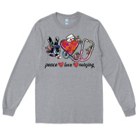 Heather Grey peace love nursing Long Sleeve Tee - SublimationCraftShop