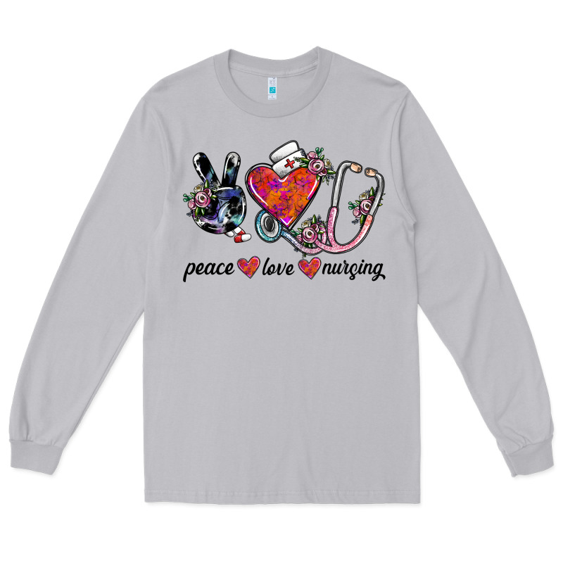 Peace Love Nursing Long Sleeve Tee by SublimationCraftShop | Teevron