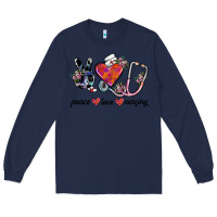 Navy peace love nursing Long Sleeve Tee - SublimationCraftShop