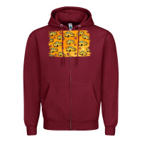 Burgundy School Bus Pattern Zipper Hoodie - Jasminsmagicworld