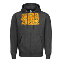 Charcoal Heather School Bus Pattern Zipper Hoodie - Jasminsmagicworld