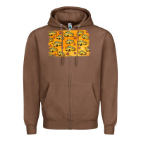Chestnut School Bus Pattern Zipper Hoodie - Jasminsmagicworld