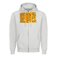 Dove Grey School Bus Pattern Zipper Hoodie - Jasminsmagicworld