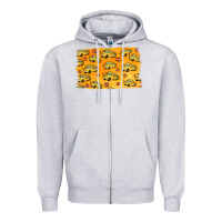 Heather Grey School Bus Pattern Zipper Hoodie - Jasminsmagicworld