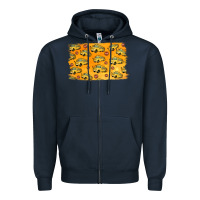 Navy School Bus Pattern Zipper Hoodie - Jasminsmagicworld