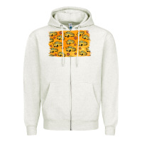Oatmeal Heather School Bus Pattern Zipper Hoodie - Jasminsmagicworld