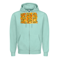Seafoam School Bus Pattern Zipper Hoodie - Jasminsmagicworld