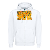 White School Bus Pattern Zipper Hoodie - Jasminsmagicworld