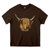 Chocolate Brown highland cow Heavy Core Tee - RanaPortraitStore