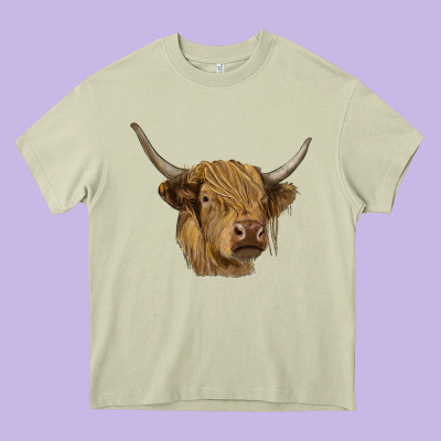 Highland Cow Heavy Core Tee Designed By Ranaportraitstore