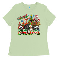 Matcha Merry Christmas  tractor Ladies Tee - CowhideDigitalArt