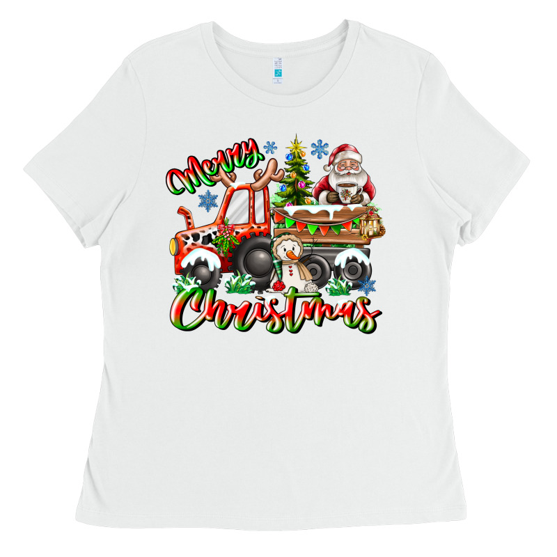 Merry Christmas  Tractor Ladies Tee by CowhideDigitalArt | Teevron