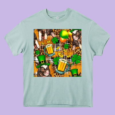 St. Patrick's Day Pig With Beer And Shamrock Heavy Core Tee Designed By Fadigitalartstudio