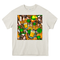 Cream St. Patrick's Day Pig With Beer And Shamrock Heavy Core Tee - FaDigitalArtStudio