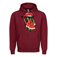 Burgundy Watermelon Tongue Zipper Hoodie - Jasminsmagicworld