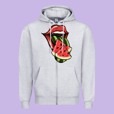 Watermelon Tongue Zipper Hoodie Designed By Jasminsmagicworld