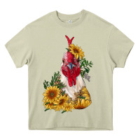 Mossy sunflower rooster with leopard Heavy Core Tee - RanaPortraitStore