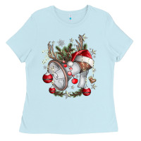 Baby Blue Merry Christmas Ladies Tee - CowhideDigitalArt