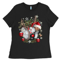 Black Merry Christmas Ladies Tee - CowhideDigitalArt