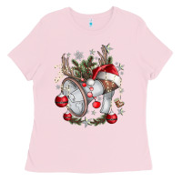 Bubblegum Pink Merry Christmas Ladies Tee - CowhideDigitalArt
