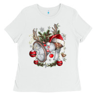 White Merry Christmas Ladies Tee - CowhideDigitalArt