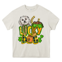 Cream lucky dog St. Patrick's Heavy Core Tee - FaDigitalArtStudio