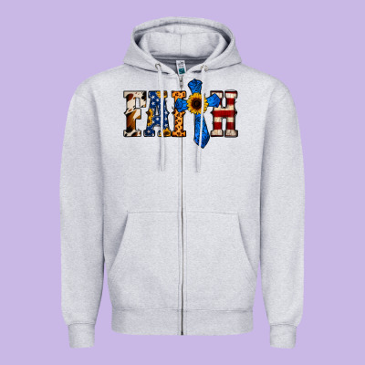 American Flag Faith Zipper Hoodie Designed By Jasminsmagicworld
