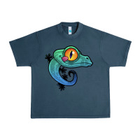 Midnight Navy cute colorful cartoon gecko Urban Heavy Tee - linhVisuals