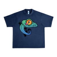 Navy cute colorful cartoon gecko Urban Heavy Tee - linhVisuals