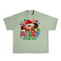 Oil Green Merry Christmas Urban Heavy Tee - CowhideDigitalArt