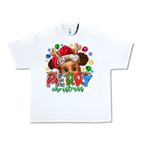 White Merry Christmas Urban Heavy Tee - CowhideDigitalArt