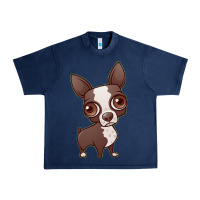 Navy zippy the boston terrier Urban Heavy Tee - linhVisuals