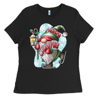 Black merry Christmas gnome Ladies Tee - CowhideDigitalArt