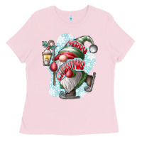 Bubblegum Pink merry Christmas gnome Ladies Tee - CowhideDigitalArt