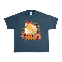 Midnight Navy Chick With Flowers Feopard Urban Heavy Tee - Jasminsmagicworld