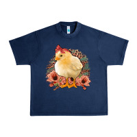 Navy Chick With Flowers Feopard Urban Heavy Tee - Jasminsmagicworld