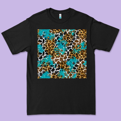 Turquoise Glitter Cowhide Leopard Seamless Pattern Premium Tee Designed By Bundleandbundleshop