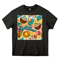 Asphalt sweet summer coffee cups with colorful leopard and sea stars seamless  Heavy Core Tee - BundleAndBundleShop
