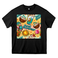 Black sweet summer coffee cups with colorful leopard and sea stars seamless  Heavy Core Tee - BundleAndBundleShop