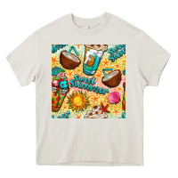 Cream sweet summer coffee cups with colorful leopard and sea stars seamless  Heavy Core Tee - BundleAndBundleShop