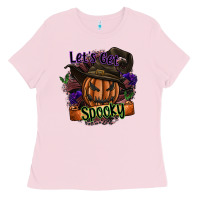Bubblegum Pink lets get spooky Ladies Tee - SublimationCraftShop