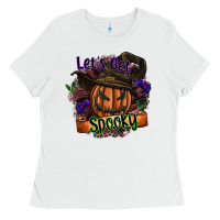 White lets get spooky Ladies Tee - SublimationCraftShop