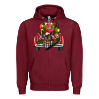 Burgundy christmas truck Zipper Hoodie - RanaPortraitStore