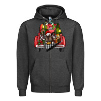Charcoal Heather christmas truck Zipper Hoodie - RanaPortraitStore