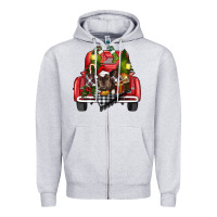 Heather Grey christmas truck Zipper Hoodie - RanaPortraitStore