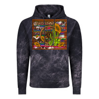 Cloud Black cactus and sunflowers with old wheel serape leopard cowhide background Vintage Hoodie - Artiststas